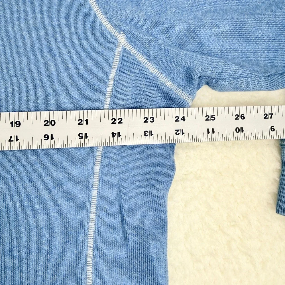 LL Bean 1/4 Zip Pullover Sweater Mens Large Blue Cotton Traditional Fit 301192